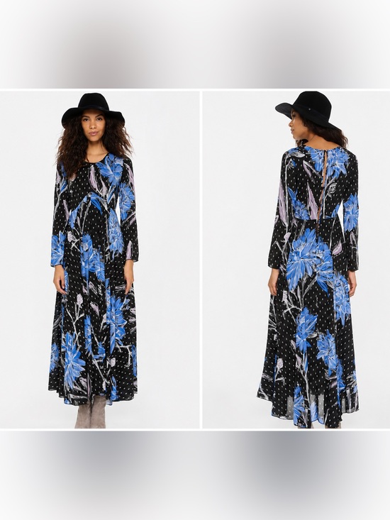 Free People Dresses & Skirts - Free People First Kiss printed maxi dres Boho Western Boho Romantic size M